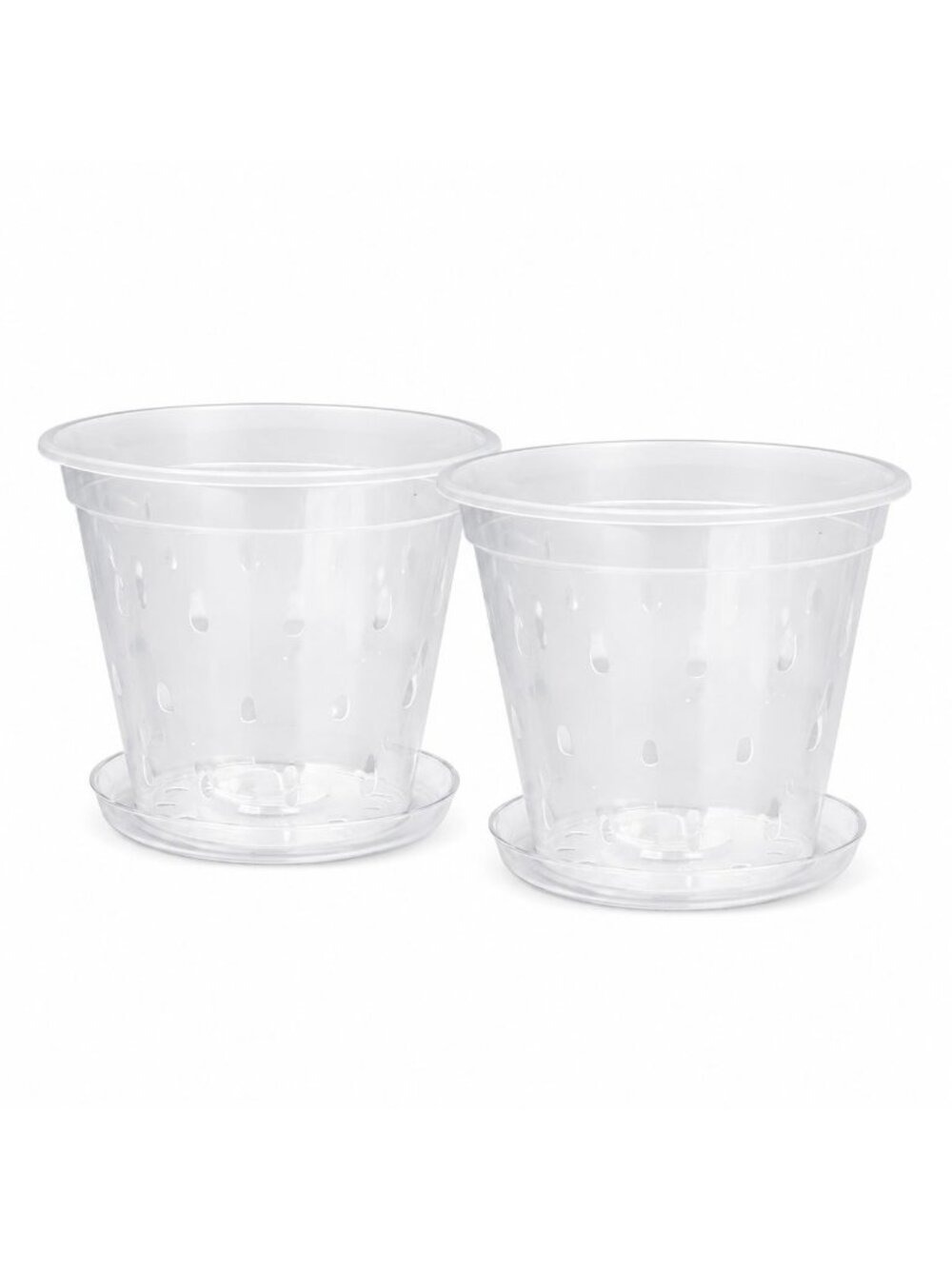 Clear Orchid Pots 5 Inch With Drainage Holes & Saucers Slotted Plastic Planters
